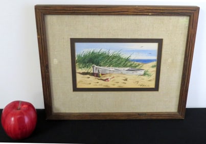 MCM W/C by Rolf Hellmich (1927 - 2023)  Old Rowboat On The Beach.