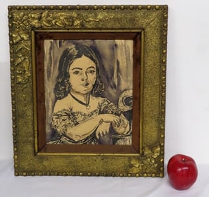 A 19th C. Watercolor of a Young Girl