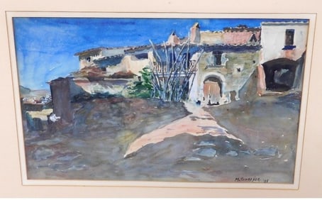 Early 20th C. W/C Of A Chateau Signed M. Schaefer 08'