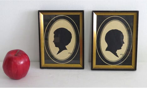 Pair of Signed MCM Era Silhouette's Bust of Man & Woman