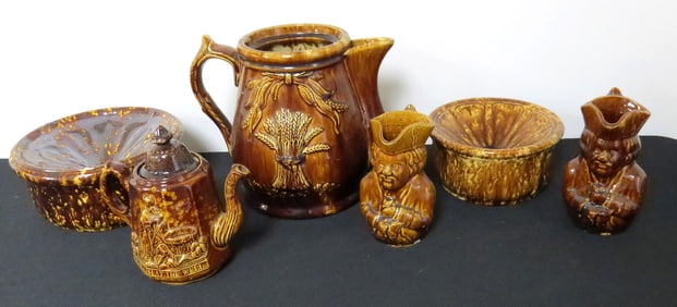19th C. Rockingham Glazed Spittoon's & More