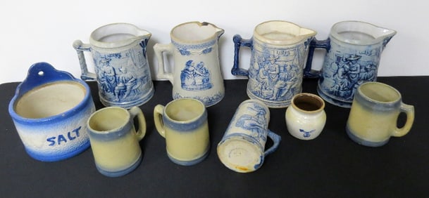 19th Blue & White Stoneware, Ransbottom, Etc.