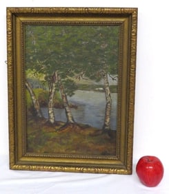 James McRickard (NY 1872-1947) O/C Landscape Birch Trees