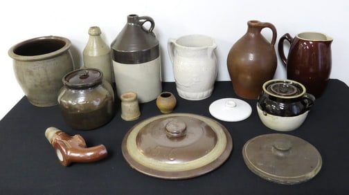 14pc Lot of 19th C. Stoneware, Some Marked