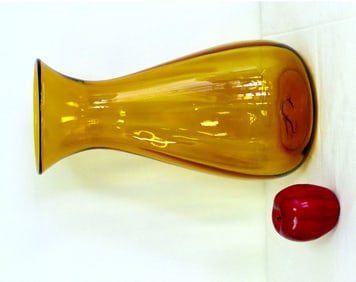 MCM Blenko 7029 Form 15" Honey Wheat Floor Vase