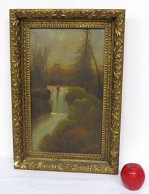19th C. O/C Painting Adirondacks? Waterfall