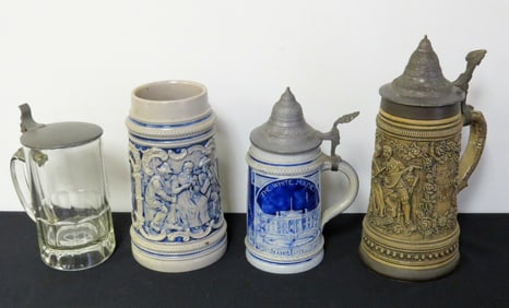 4 Stoneware / Westerwald Steins