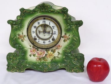 19th C. Ansonia Recluse Hand Painted Porcelain Clock