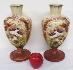 A Gorgeous Pair of Lg. Bristol Glass Painted Vases