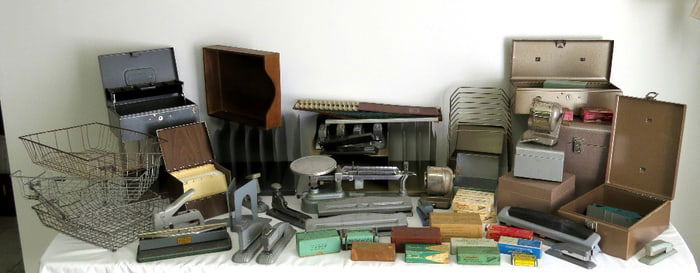 Large Lot of Mid-Century Office Desk & Filing Supplies