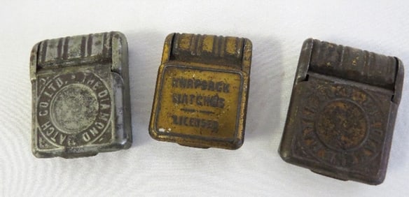 Three Vintage Tin Advertising Match Safes