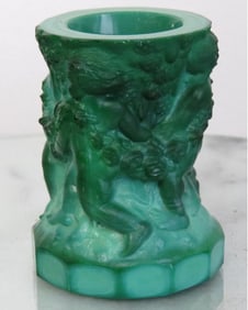 A 1930's Bohemian Malachite Toothpick, Candlestick, Vase?