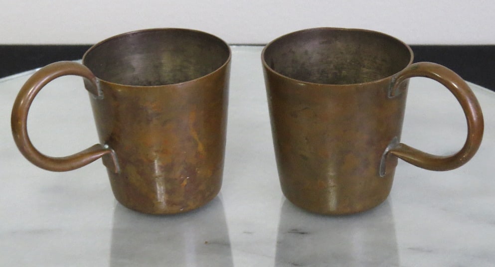 Two Brass 1/2 Gill British Royal Navy Crew Rum Rationing Cups 19th C. (1 of 5)