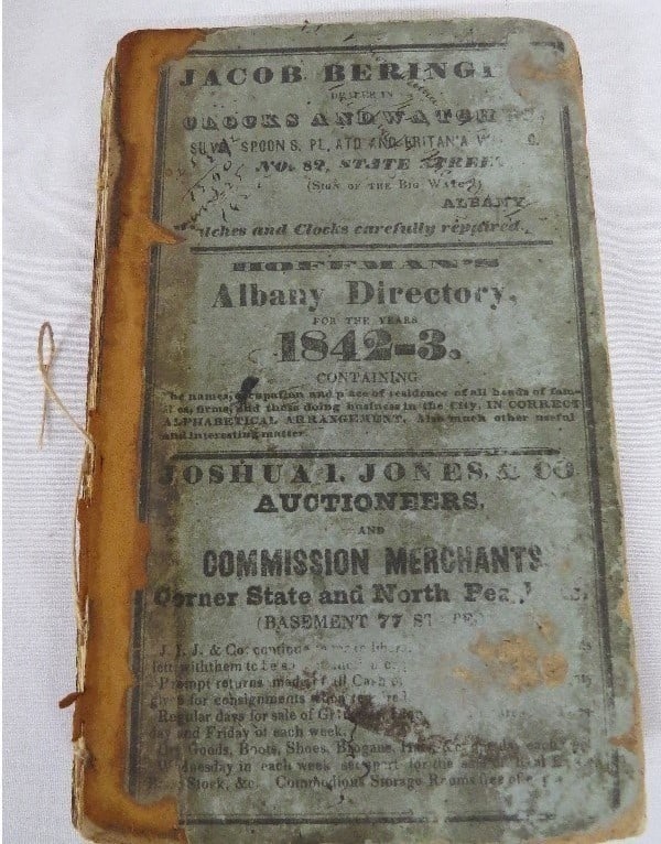 Hoffman's Albany, NY Directory for 1842-43: Hoffman's Albany, NY Directory for 1842-43, includes residential/business listings, lots of advertising. Cover separation, missing spinal cover, foxing & overall wear, but very legible/readable and qu