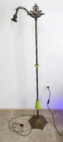 Art Nouveau Era Bridge Arm Jadeite Floor Lamp