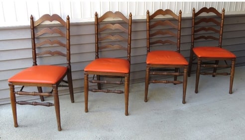4 MCM Era Orange Ladder-back Stakmore Folding Chairs