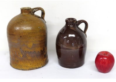 Two Crazy Glazed 19th C. Stoneware Jugs
