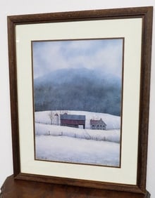M. Knowlton III Signed Winter Barn & Farmhouse Print
