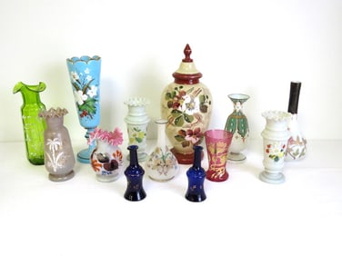 13pc Lot Victorian Bristol Glass