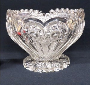 Imperial Glass Zipper Heart 7" Footed Bowl c.1900