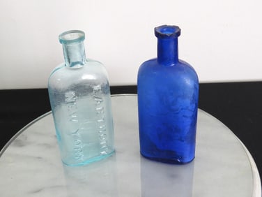 Two early E. Anthony New York Oval Photochemical Bottles One Cobalt Blue!