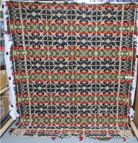 An 1836 Lebanon County PA Jacquard Coverlet by Renner & Leidig