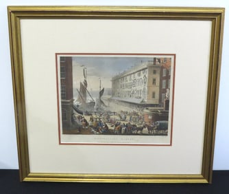 Framed early 19th C. Aquatint - Billingsgate Market by John Bluck