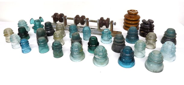 A Large Lot of Glass & Porcelain Insulators