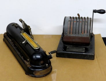 Two Early 20th C. Mechanical Check Writing Office Machines