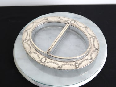 Art Deco Sterling Overlay 3pc Serving Dish