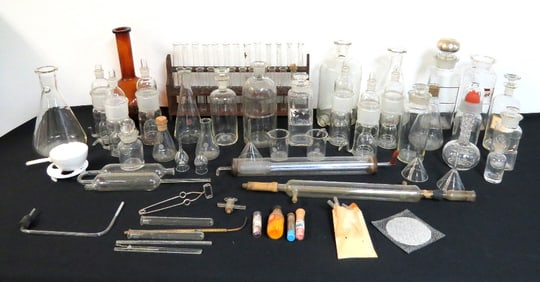 Lot of Antique Laboratory Glassware & Apothecary Jars