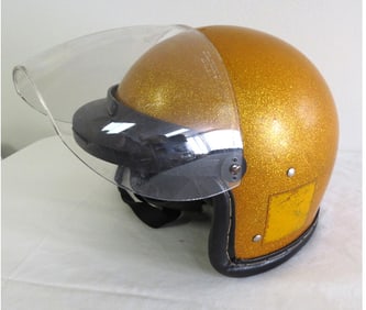 National Hydron Model 500 Gold Metal flake Motorcycle Helmet