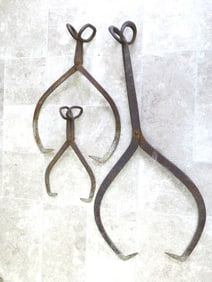 3 Sets of Cast Iron Ice Tongs