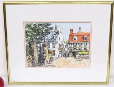 Alain Coutre' (Quebec, 1963-2022) Pen & Ink "Old Quebec"