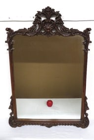 20th C. Carved Walnut French Styled Hall Mirror 1920's-30's