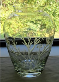 Glass Cut Vase w/Knife Edge Polished Rim