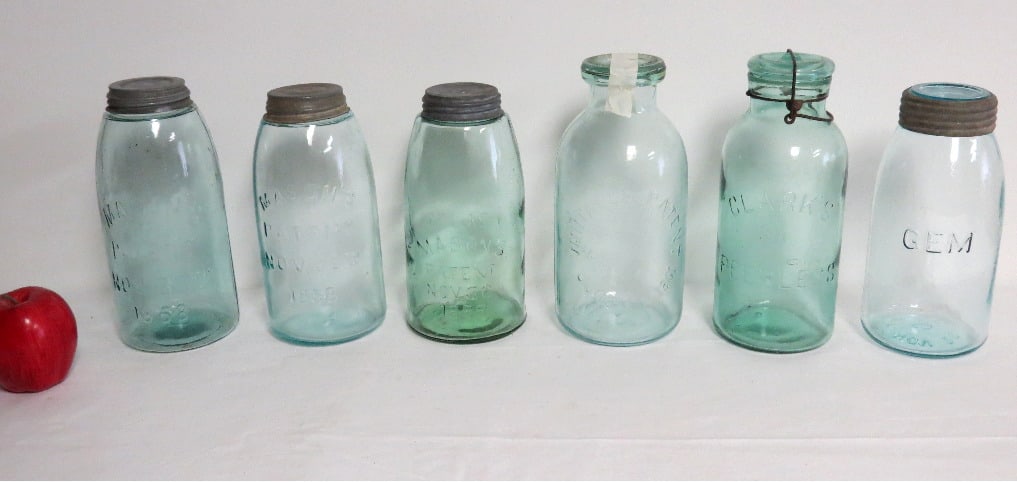 Lot of 6 Half Gallon Mason Jars / Fruit Jars - Mason's Patent, Millville & More (1 of 10)
