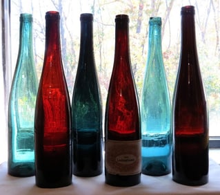 Group of Six Colored Hock Wines late 19th/Early 20th C.