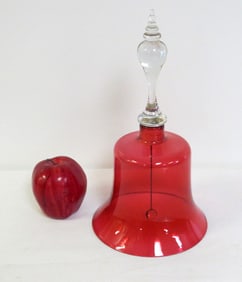 Large Cranberry Glass Victorian Wedding Bell Blown Early 20th C.