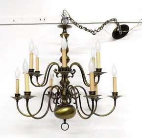 A Bronzed Finish 12 Light Double Tier Chandelier