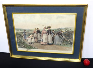 The Berry Pickers - Engraving by Jas H. King after Jennie Brownstone
