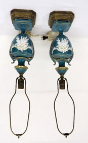 Pair of French Porcelain Cherub Angels Early 20th C. Lamps