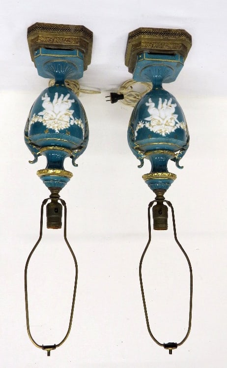 Pair of French Porcelain Cherub Angels Early 20th C. Lamps (1 of 4)