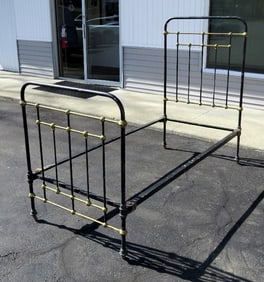 Victorian Cast Iron Twin Size Bed Frame In Orig Paint
