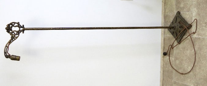 An Early 20th C. Bridge Arm Bronzed Floor Lamp