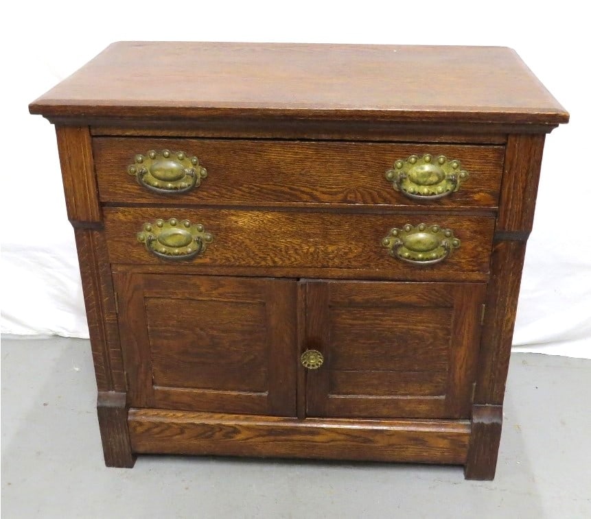 Victorian Oak Two Drawer / Two Door Washstand (1 of 4)