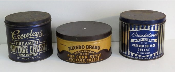 Trio of Vintage Cottage Cheese Advertising Tins