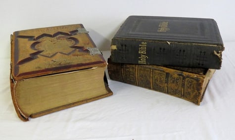 Three 19th Century Large Sized Family Bibles