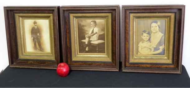 Three 19th C. Aesthetic Era Portraits in Matching Walnut Frames