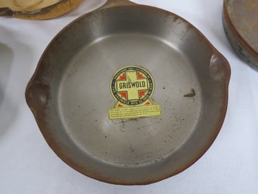 Three Griswold No. 8 Skillets - Two With Original Labels!